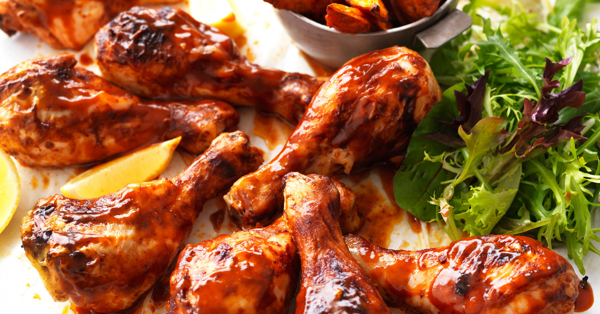 Chicken Drumsticks with Spiced Sweet Potato Wedges Recipe myfoodbook